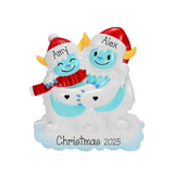 Yeti Couple Personalized Christmas Ornament ~ Family of 2 Yeti Ornament ~ Siblings Ornament ~ Personalized Gift ~ Customized Ornament