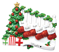 Personalized Ornaments family of 6 Stockings